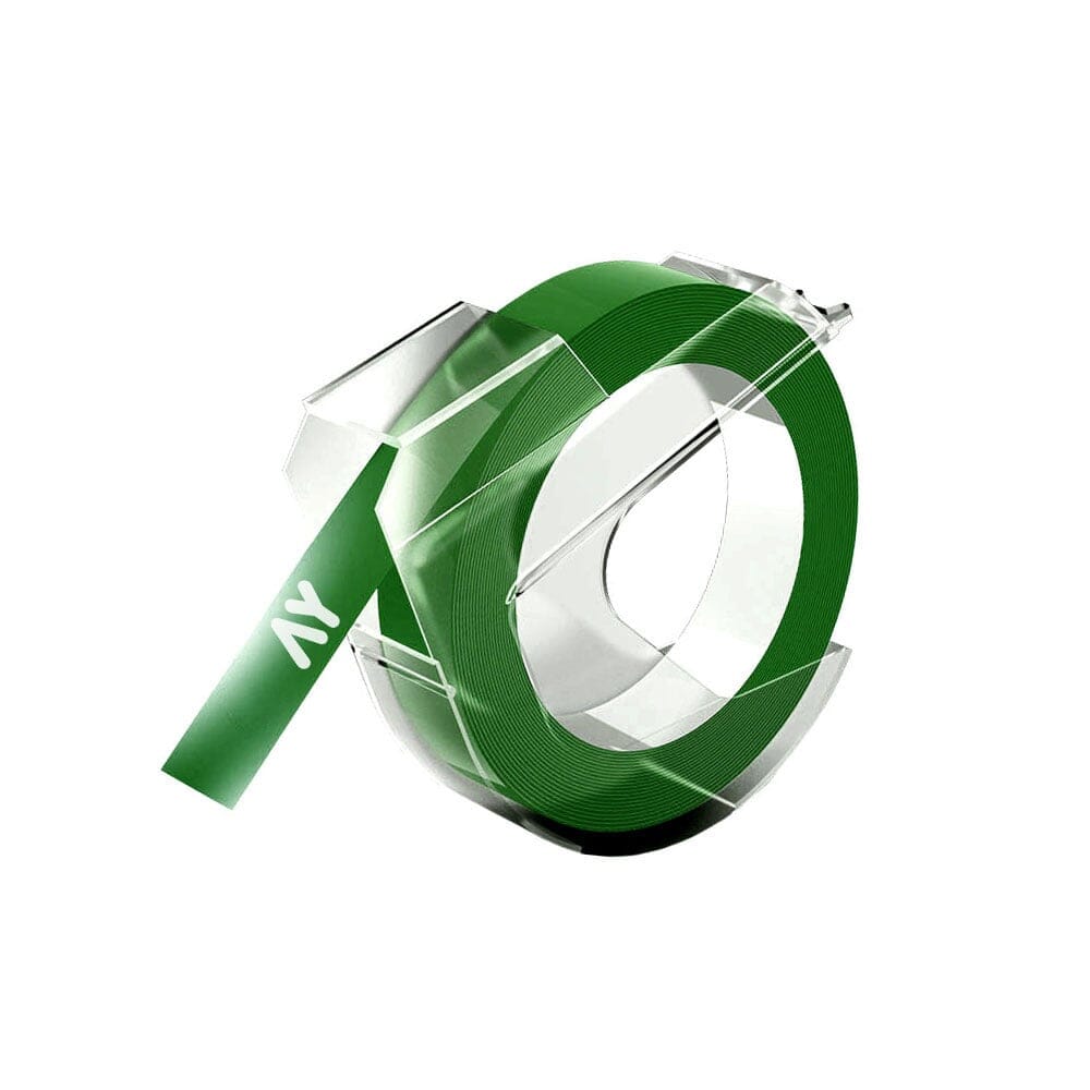 Dymo 3D tape hvid på grøn plastiktape – 9mm x 3m, S0898160, Kompatibel