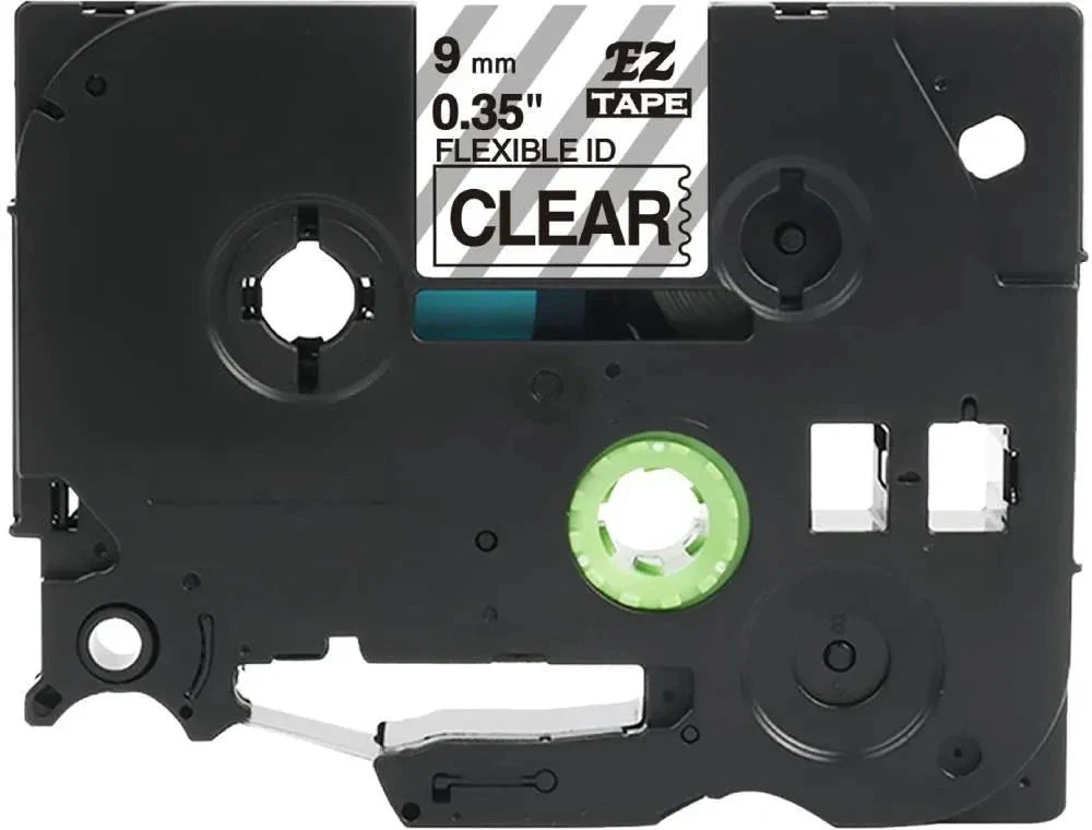 Brother TZeFX121 Tape sort tekst på klar tape Fleksibel – 9mm x 8m – Uoriginal