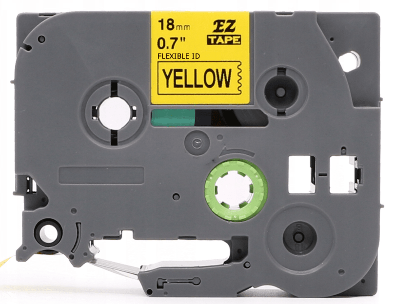 Brother TZeFX641 Tape sort tekst på gul tape Fleksibel – 18mm x 8m – Uoriginal