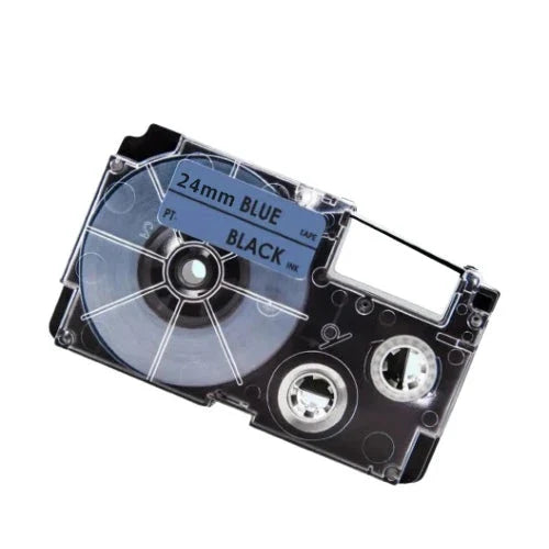 Casio XR-24BU Sort tekst / Blå tape 24 mm x 8 m tape - Kompatibel