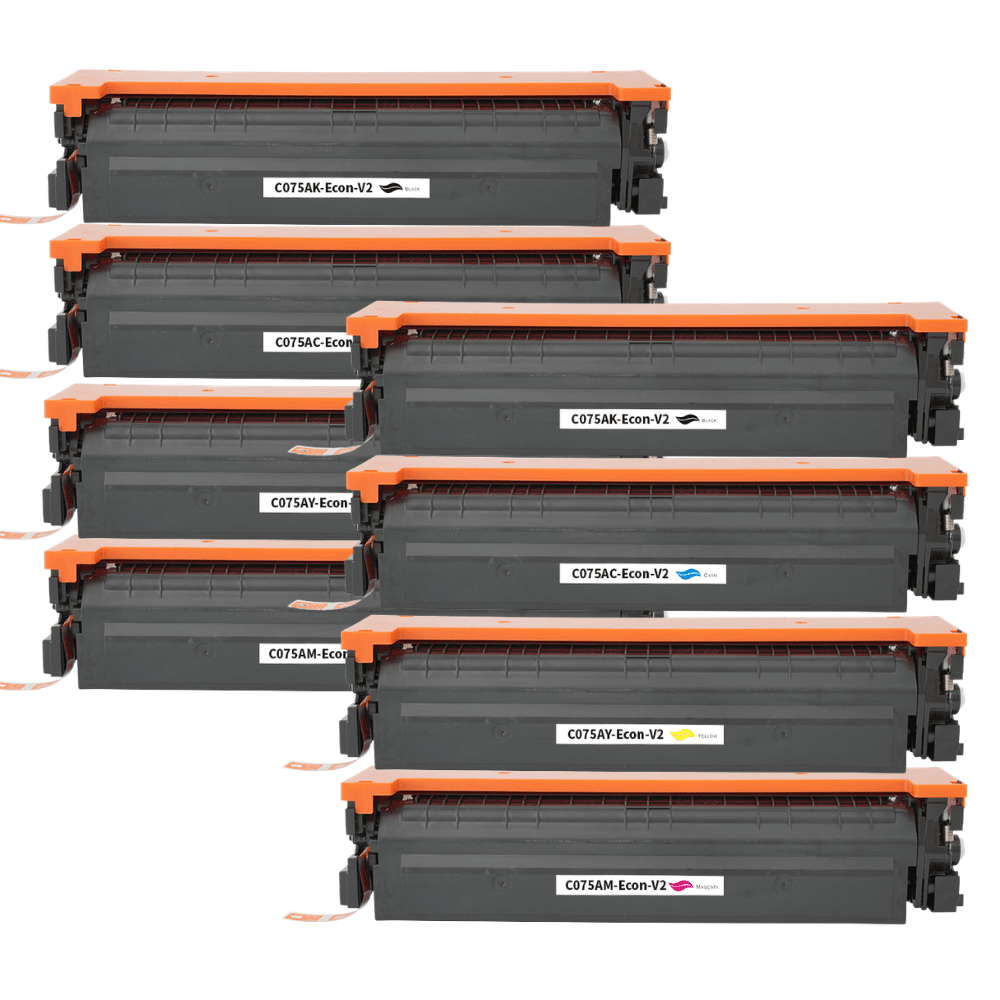 Pakke sæt Canon CRG 075 toner - 2x4 farver BK-C-M-Y - Kompatibel – 10.400 sider