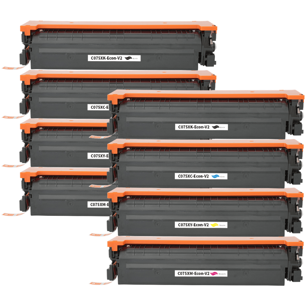 Pakke sæt Canon CRG 075H toner - 2x4 farver BK-C-M-Y - Kompatibel – 22.000 sider